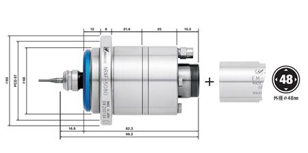 高速静压气浮电主轴产品尺寸.jpg 高速静压气浮电主轴产品尺寸.jpg